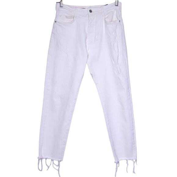 PILCRO The Borrowed Boyfriend Jean White Relaxed High-Rise Frayed Hem Women's 26 - Picture 1 of 16